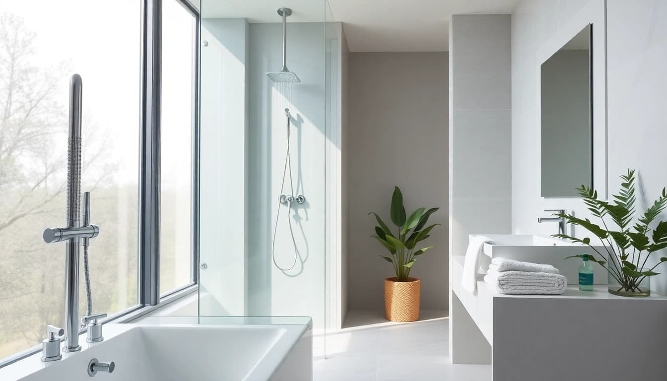 Experience elegant showers au with a modern bathroom showcasing stylish designs and serene ambiance.