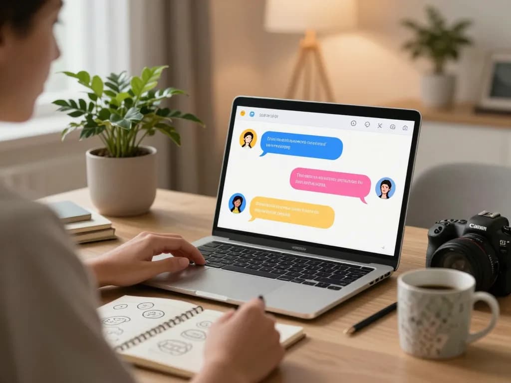 Engaging conversation with spicychat AI chatbot in a cozy home setting.