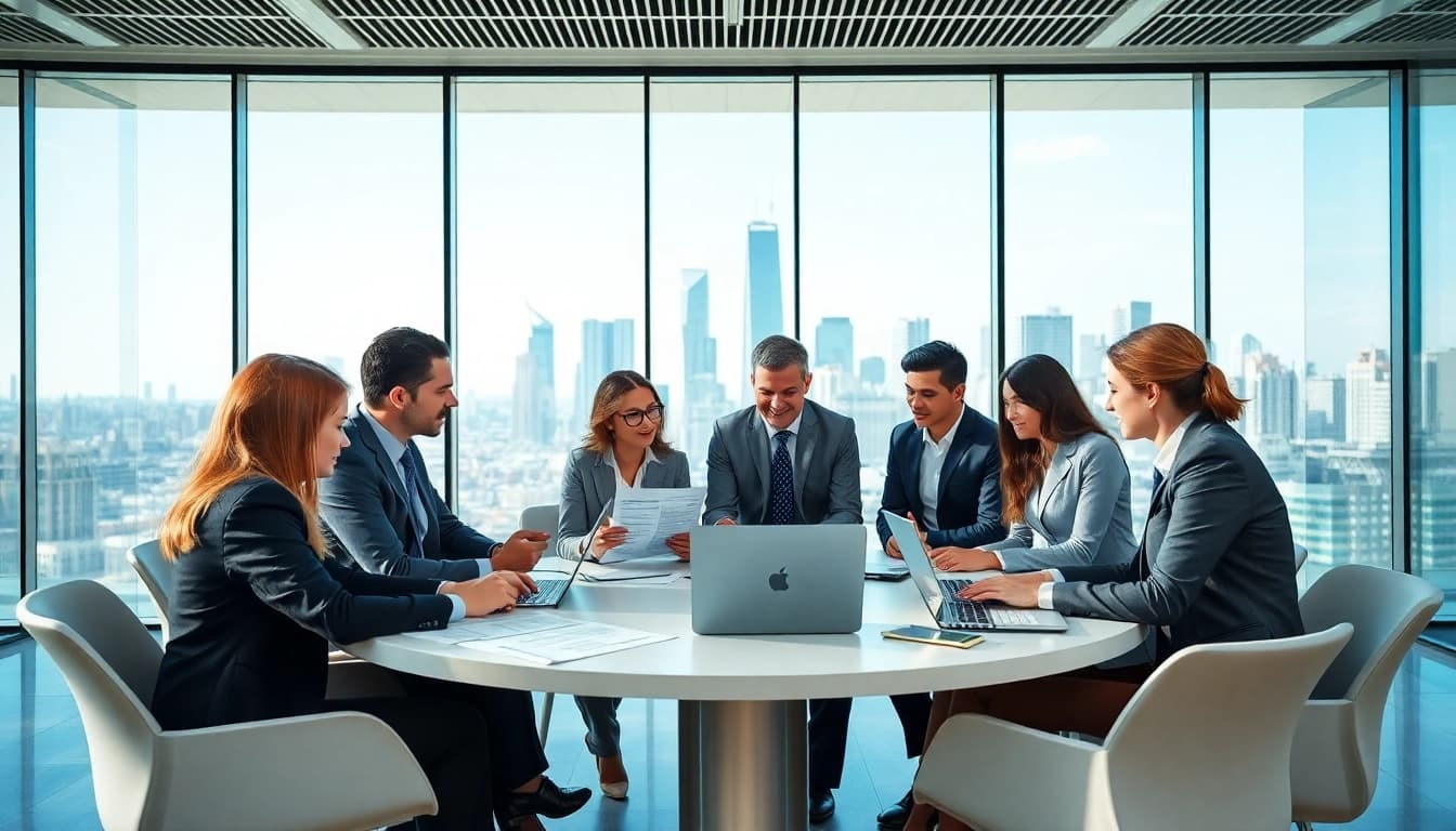 Consultants analyzing Bid-No-Bid Analysis strategies in a modern office setting.