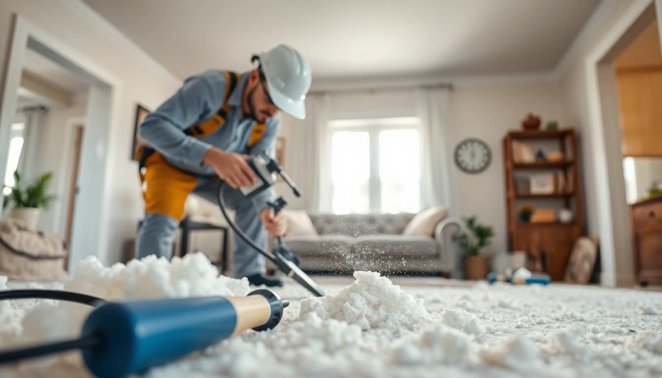 Understand spray foam removal cost with a technician expertly showcasing the removal process.