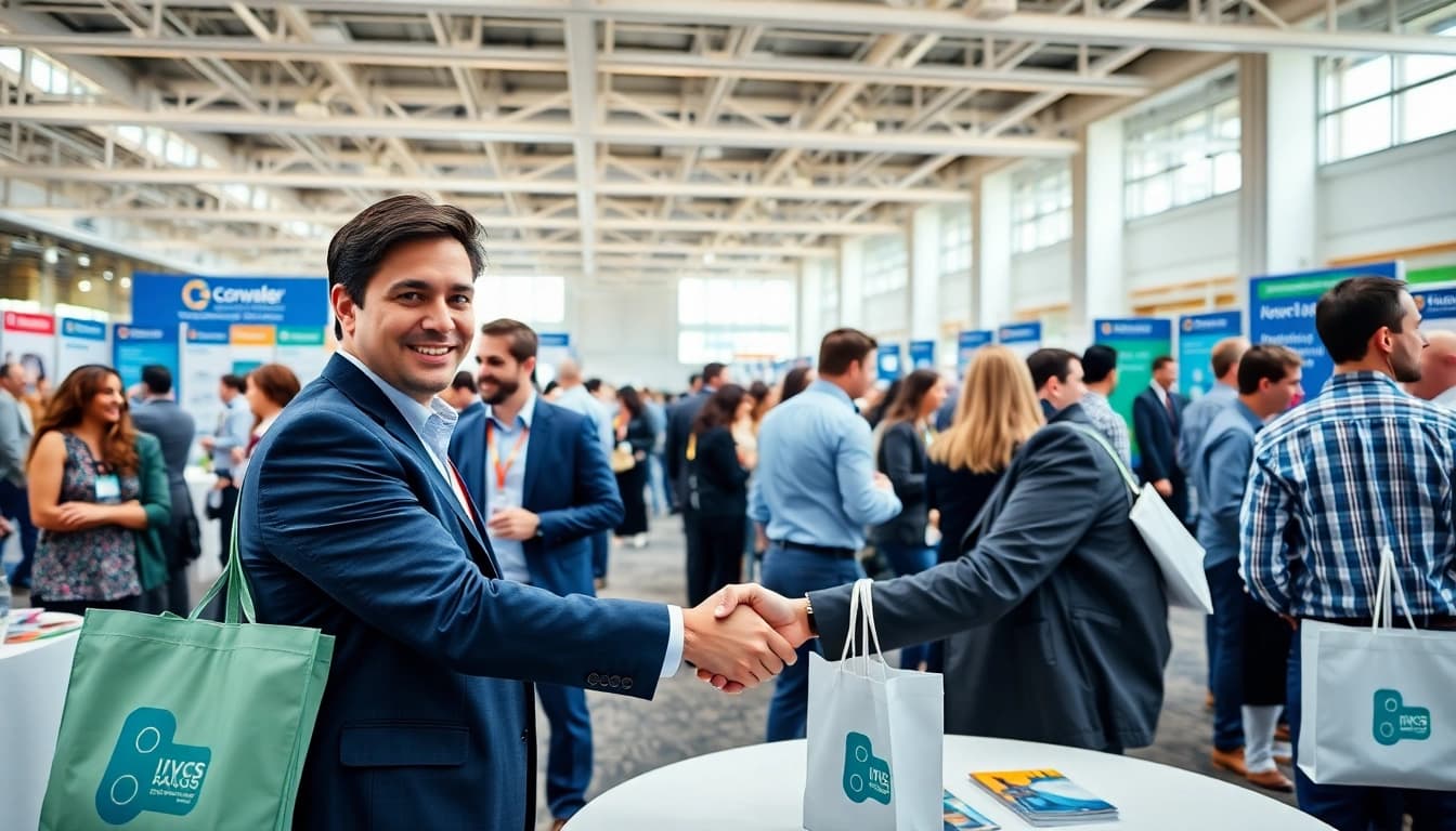 Engage with industry leaders at construction networking events in a vibrant convention center atmosphere.