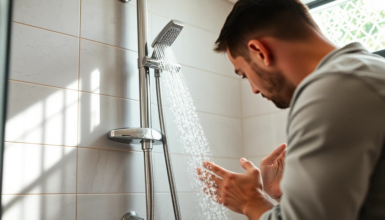 Showcasing a technician installing a shower unit to highlight sunny shower usa inc expertise.
