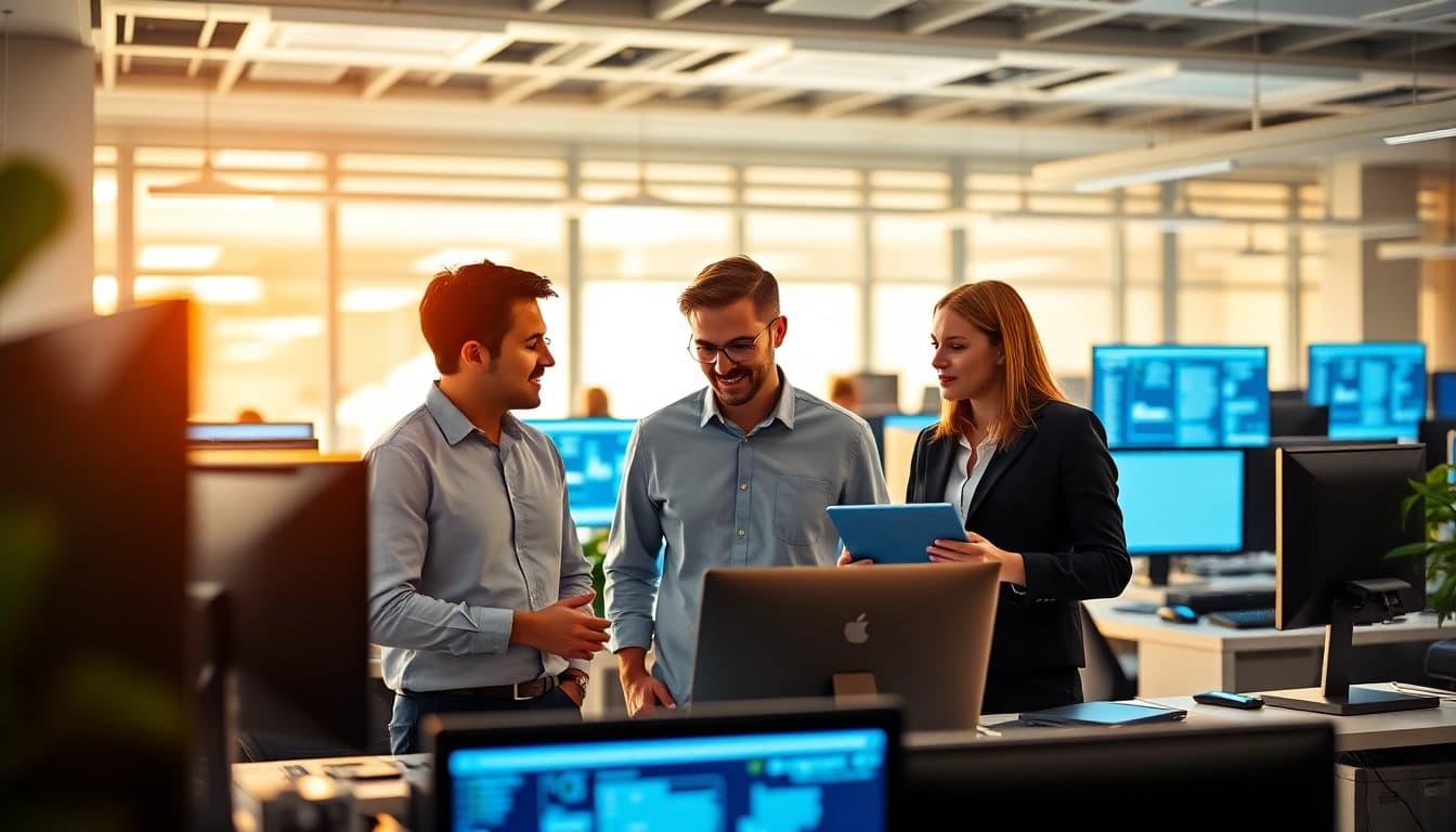 Engaging teamwork among msp companies near me delivering IT solutions in a modern workspace.