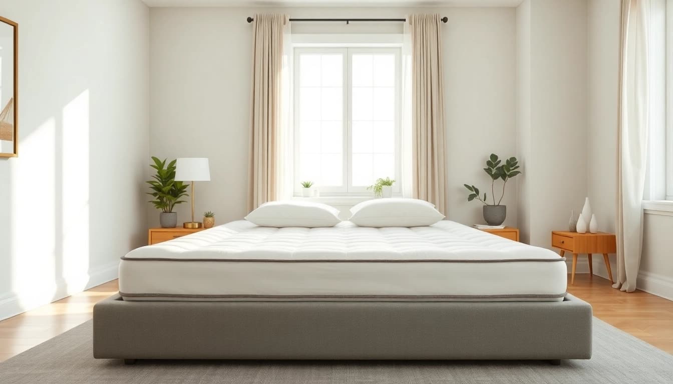 Showcasing low profile queen box springs in a stylish bedroom setup with soothing ambiance.