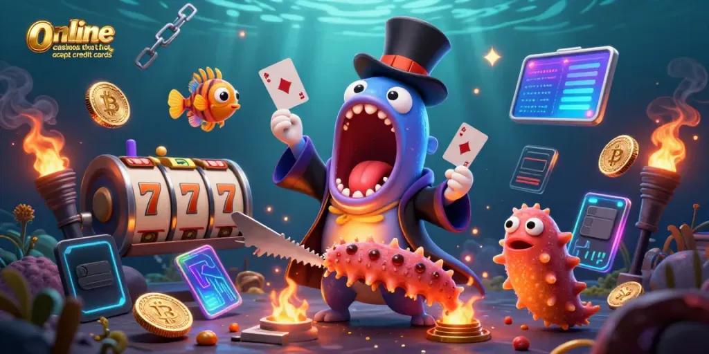 Experience the excitement of online casinos that accept credit cards with a magical underwater scene.