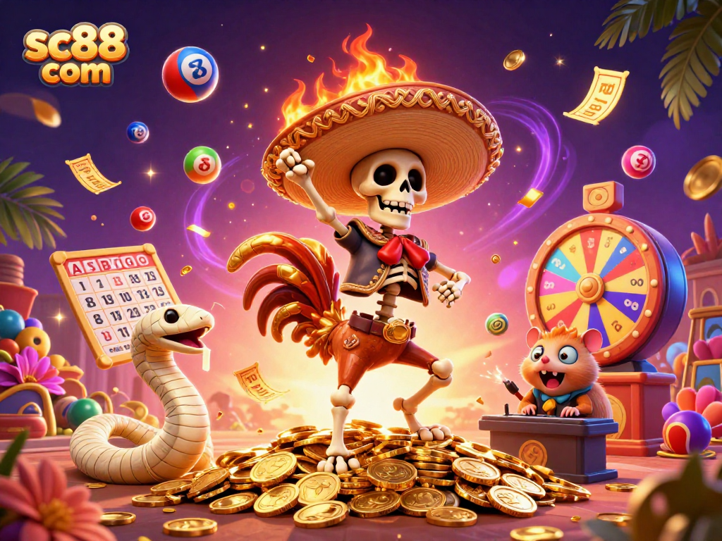 Experience winning excitement at sc88 com with a vibrant casino-themed 3D illustration featuring engaging characters and dynamic elements.